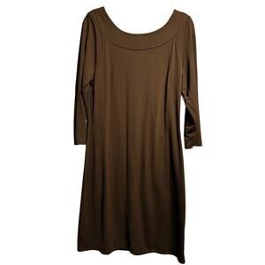 Talbot's Size Medium Black Ponte Knit Dress 3/4 Sleeve LBD Shift Sheath Office